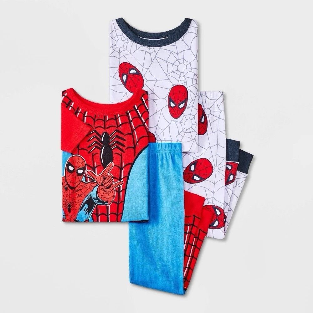 Toddler Boys' 4pc Spider-Man Pajama Set - Red 4T Snug Fit Cotton Crew Neck - NWT